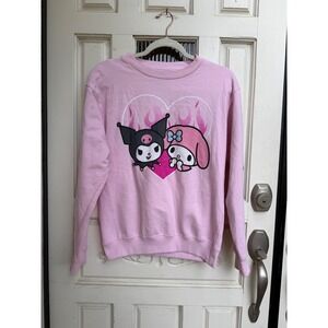 My Melody Kuromi Sweatshirt Graphic Print Pullover‎ Kawaii Pink Size Small